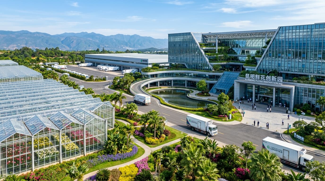 XGR Kunming Flower Innovation Headquarters & Modern Glass Greenhouses